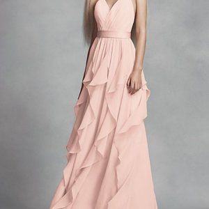 White by Vera Wang Chiffon Dress w/Cascading Skirt